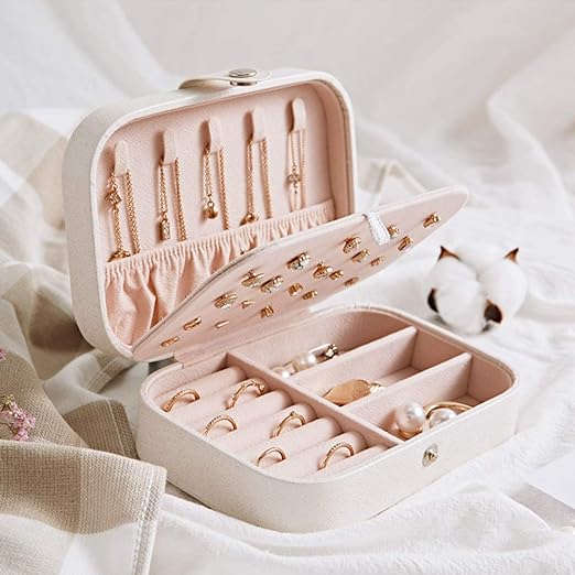 Jewellery Box Organizer, Portable Jewelry Travel Storage Organisers Case for Rings Necklace Stud Bracelets Gift Box for Women Girls