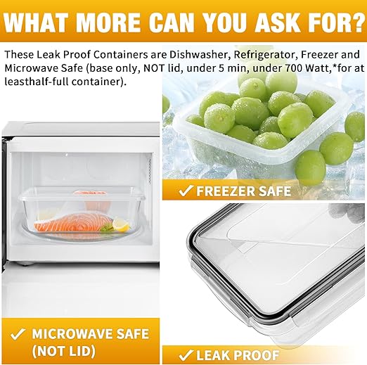 Airtight Food Storage Container Set, Fridge Pantry Organiser Ideal for Home & Kitchen Organisation - Meal Prep Containers & Lunch Box with 100% Leak Proof Lids