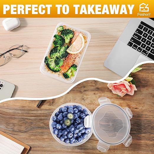 Airtight Food Storage Container Set, Fridge Pantry Organiser Ideal for Home & Kitchen Organisation - Meal Prep Containers & Lunch Box with 100% Leak Proof Lids