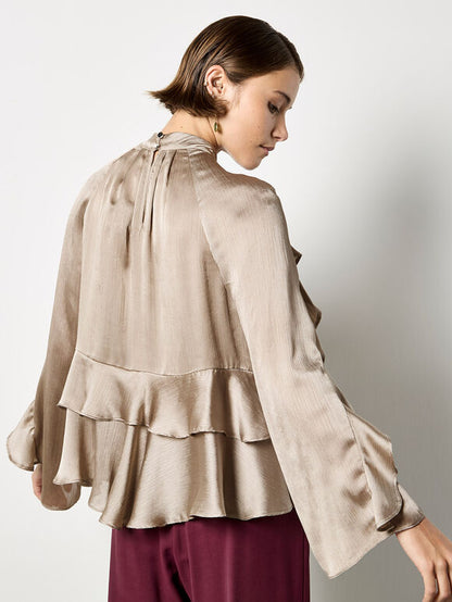 Ruffle Crinkle Satin Top