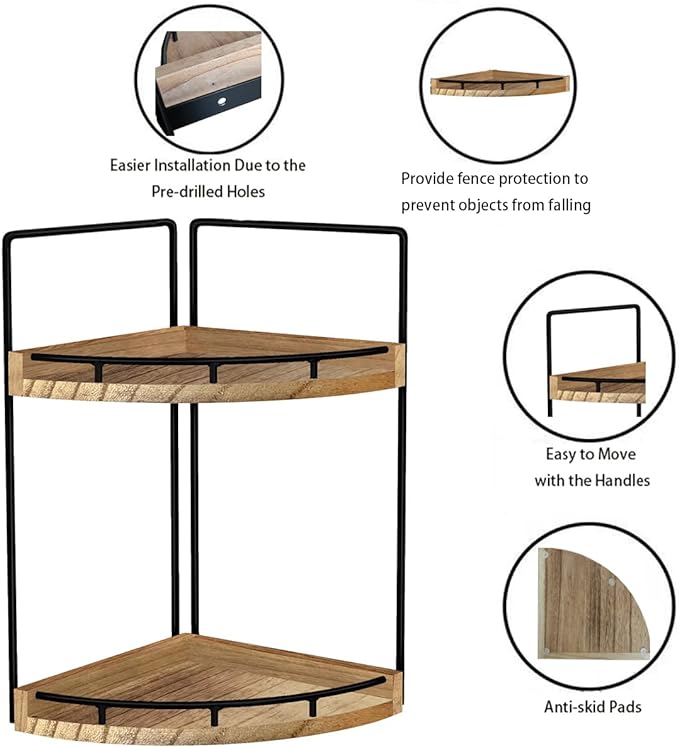 2-Tier Corner Bathroom Counter Organizer,Vanity Organizer,Counter Corner Shelf,Bathroom Storage and Organization,Skincare Organizers,Wood Countertop Organizer for Kitchen