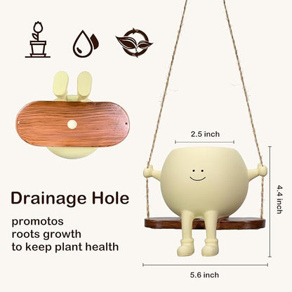 Face Plant Pot,Succulent Pots,Small Flower Pots,Gift Planter with Drainage Hole,Unique Cute Plastic Flower Pot with Face,Novelty Planter,Hanging Planters for Indoor and Outdoor (Smiles)