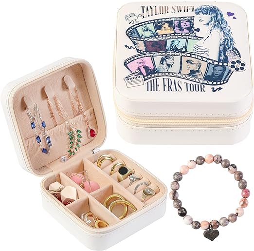 TS Inspired Jewelry Box Set, PU Leather Organizer Box, Portable Jewelry Box Music for Women,Singer Merch Gifts