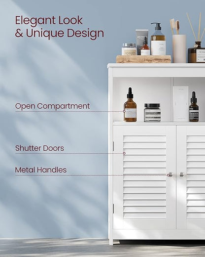 Bathroom Floor Cabinet, Bathroom Storage Cabinet, Freestanding, with Double Shutter Doors and Adjustable Shelf, for Bathroom, Living room, Entryway, Kitchen