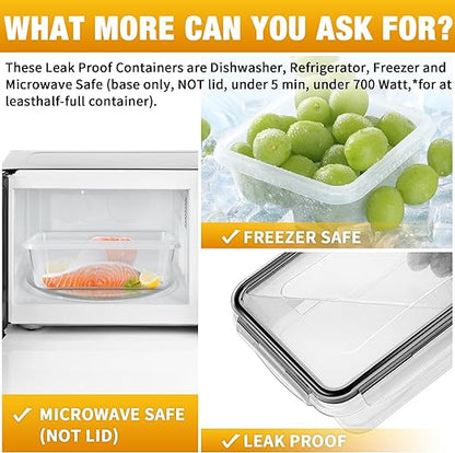 Airtight Food Storage Container Set, Fridge Pantry Organiser Ideal for Home & Kitchen Organisation - Meal Prep Containers & Lunch Box with 100% Leak Proof Lids
