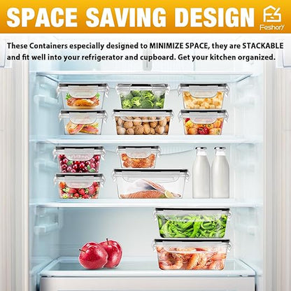 Airtight Food Storage Container Set, Fridge Pantry Organiser Ideal for Home & Kitchen Organisation - Meal Prep Containers & Lunch Box with 100% Leak Proof Lids